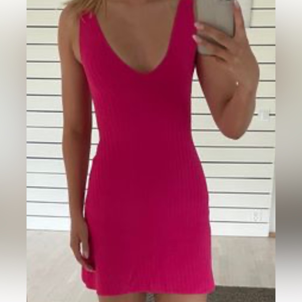 NWOT Zara Vibrant Fuchsia Pink Mini Dress.Sz:S